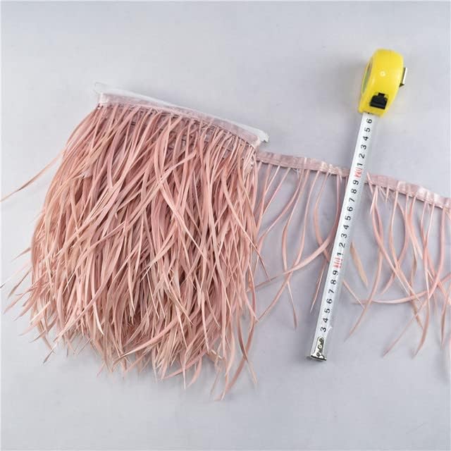 Zamihalaa - 2 metros de couro ganso rosa ganso penas de penas de penas de fita Fringe Afilando 15-20cm para figurinos de carnaval de carnaval