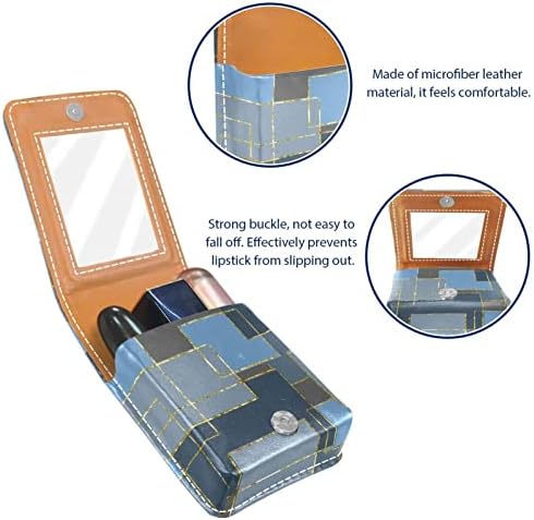 Caixa de batom oryuekan com espelho bolsa de maquiagem portátil fofa, bolsa cosmética, padrão geométrico minimalista