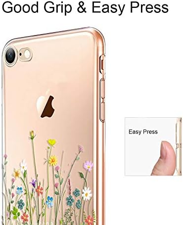 Caso UNOV para iPhone SE iPhone SE iPhone 8 iPhone 7 Caso limpo com design de design floral em relevo TPU Absorção