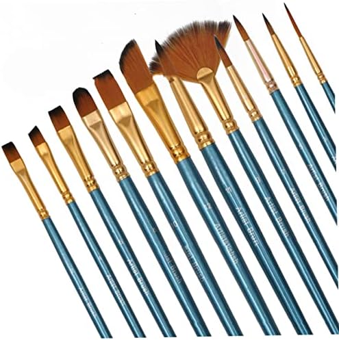 Pincéis de desenho de stobok conjuntos de pintura de pintura de conjunto de pincel aquarela conjunto de pinturas de pintura de aquarela pintura pincel pintando suprimentos suíte pincel pincel madeira major azul 12pcs