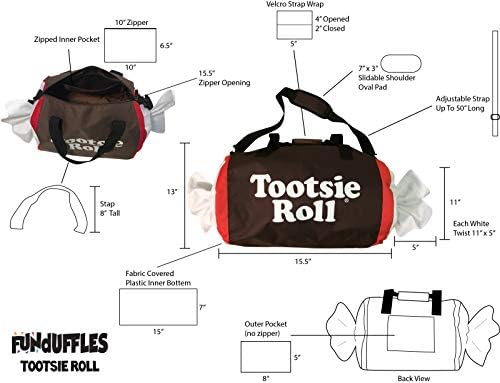 Rasta Imposta Tootsie Roll Candy Fun Duffle Overnighter e Weekender Duffel Bag, 15,5 ”x 13 'x 7', meninos adultos
