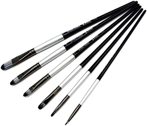 6pcs Filbert Nylon Óleo de cabelo ciloso Artista acrílico Pintura de pincel conjunto para desenhar suprimentos de escova de aquarela