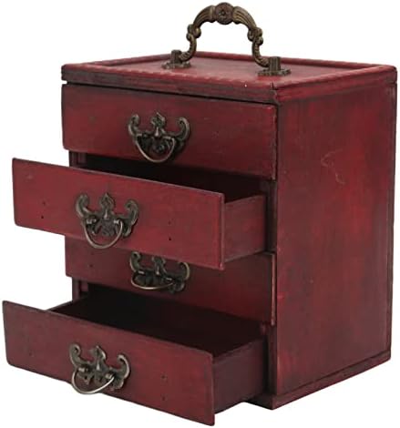 Caixa de jóias de gaveta vintage Topincn grande caixa de jóias de jóias de gaveta retro, caixa de jóias de madeira