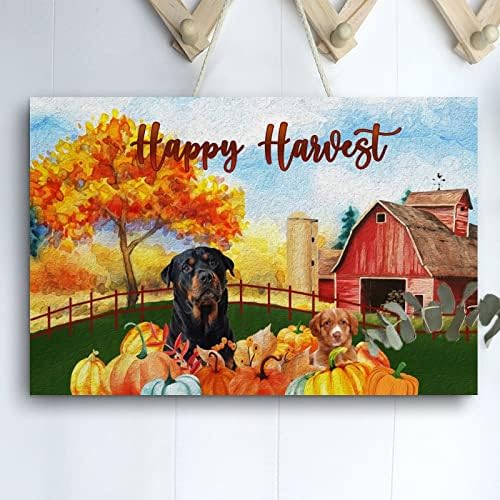 Red Barn Farm Animais Cães Cães placas de madeira, Ação de Graças colheita outono outono cães de fazenda decorativa Plataforma de