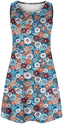 Vestido de verão para mulheres 2023 praia camiseta floral vestido de verão casual sem mangas boêmios vestido de tanque com bolsos