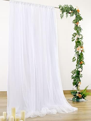 Cortinas de pano de fundo de tule branco para festa de casamento de chá de bebê photo pano de fundo para o chuveiro de noiva de aniversário adereços de fotografia 5 pés x 10 pés