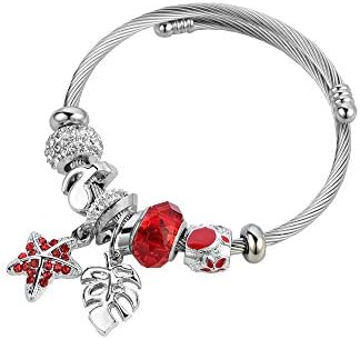 Minijewelry Dangole Charmos Bracelets para Mulheres Meninas Cubic Zirconia Glass Spacer Beds