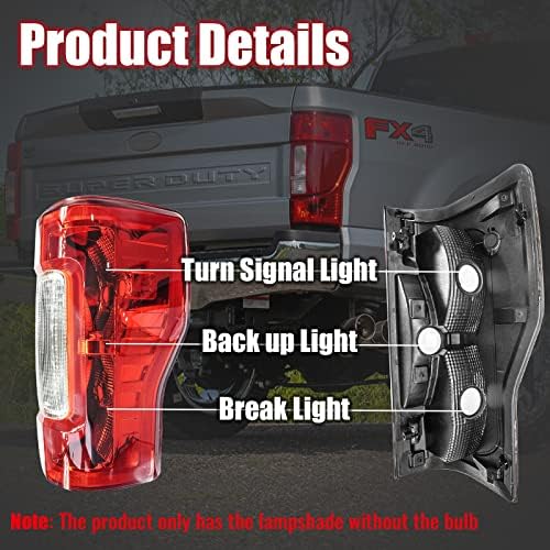 Luzes traseiras traseiras para Ford F250 F350 Super serviço 2017 2018 2019 HC3Z13404D Substituição da lâmpada de freio da cauda HC3Z13404F LENS RED RED LENS HC3Z13404