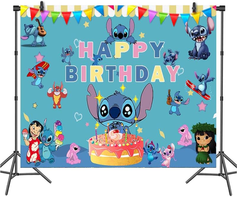 Decorações de fundo de ponto, lilo e costura de festas de aniversário temáticos suprimentos de 5x3ft foto de fundo para costure -temas festas bolo decorações de mesa de bebê banner de chá de bebê