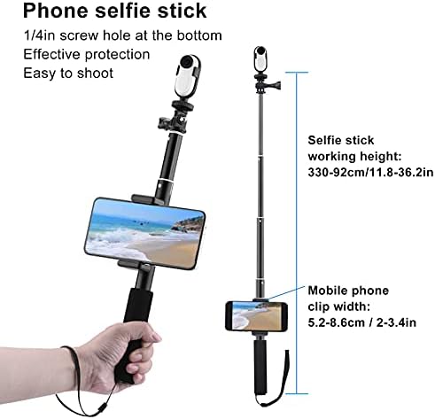 Kit de expansão de proteção de câmera Ação portátil Câmera da câmera Selfie stick com clipe de telefone configurado para Insta360