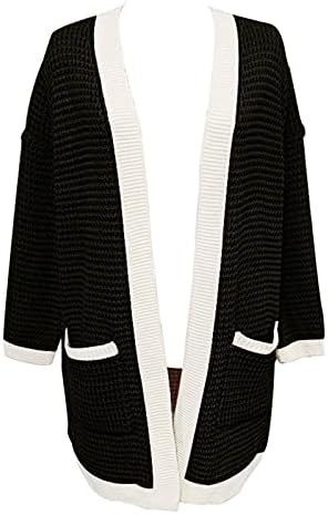 Cardigan de lã de lã feminina Cardigan Long Sweater Open Front Knit Sweaters Coat suéter camisa de camisa xadrez de camisa