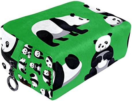 Bolsa de maquiagem tbouobt bolsa de bolsa cosmética bolsa bolsa com zíper, desenho animado panda verde