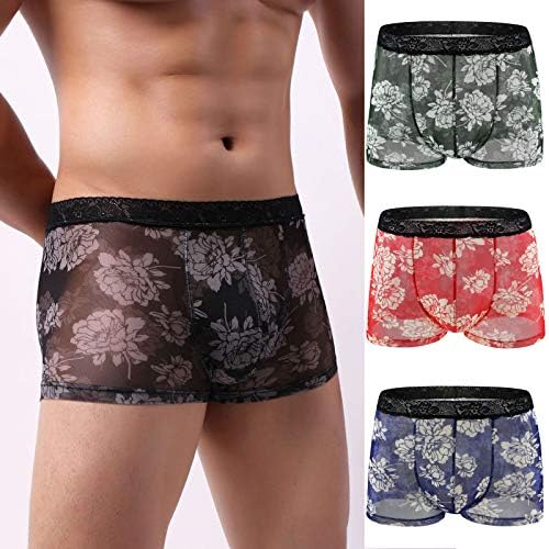 Cuecas masculinos boxer boxer transparentes respiráveis ​​respiráveis ​​4pc de roupas íntimas de roupas íntimas masculinas