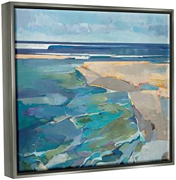 Stuell Industries Abstract Beach Landscape Pastel Cubism Pintura, quadro flutuante, design por terceiro e parede