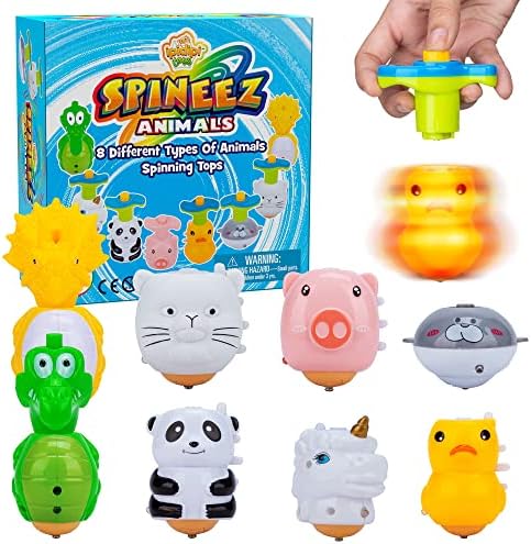 Light Up Animal Spinning Tops para crianças, 8 brinquedos de OVNIs com luzes LED piscantes, favores divertidos para festas de aniversário, brindes preenchimentos para meninos e meninas 3 4 5 6 7 8