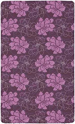 Folha de berço com tema com tema da primavera, colchão de berço padrão folhas de colchão de lençolas de colchão de colchão para meninos ou garotas ou berçário, 28 x52, Rose Plum seca
