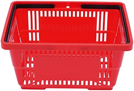 12pcs Shopping Cestas, cestas de compras de plástico 18L com alças, cestas de loja com material durável usado para supermercado, varejo,