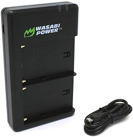 Carregador de bateria USB de potência Wasabi Power para Sony NP-F330, NP-F530, NP-F550, NP-F570, NP-F730, NP-F750, NP-F760, NP-F770,
