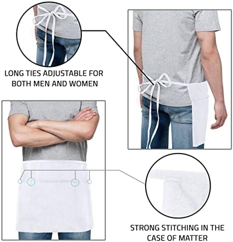 Utopia desgaste 3 bolsos Avental da cintura [pacote de 12], Avental de garçonete de servidor para homens, cozinha, restaurante e artesanato