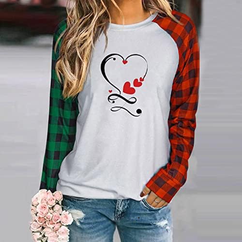 Camisas do dia dos namorados Mulheres gráficas de manga comprida feliz camisas do dia dos namorados