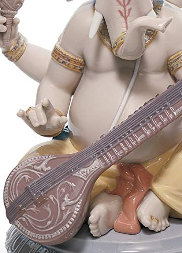 Lladró veena ganesha estatueta. Figura de porcelana Ganesha.