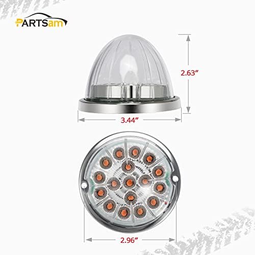 Partsam 1pcs revolução dupla vermelha 17 Luz de melancia LED para sinalização de giro semi -caminhão e marcador para