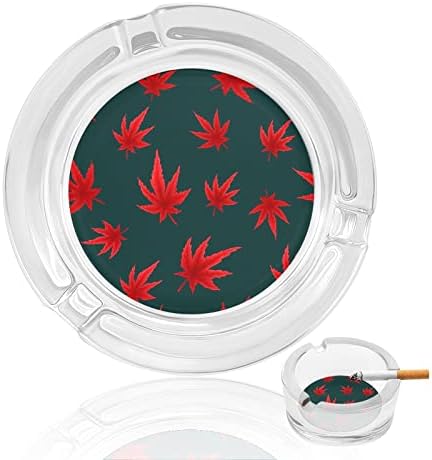 Maple japonês folhas de outono cinzas de vidro para cigarros e charutos Round Ash Bandeja de Caixa