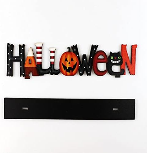 Leuya halloween letras decoração de mesa de madeira, ornamento de madeira de abóbora de halloween, halloween abóbora gato signo de desktop topper decoração