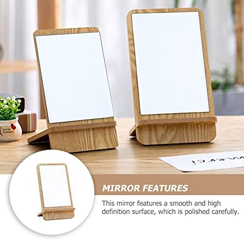 Solustre 2 PCs Retro mesa espelho espelho cosmético espelho portátil de maquiagem de madeira