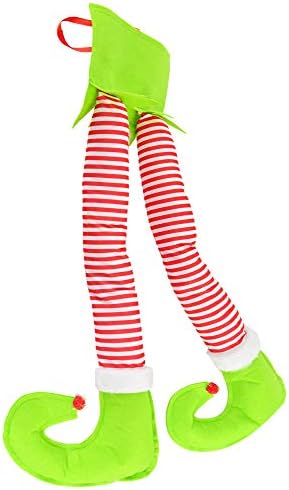Home-X pendurado pernas, decoração de casa de Natal, decorações de Natal festivas para casa ou carro, 24 L x 8 W x 2 H, vermelho/branco/verde