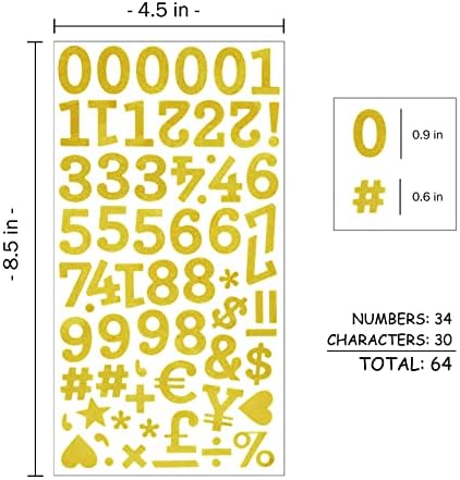 QQ & U Black Glitter Small Number Sticks com caracteres 3 folhas