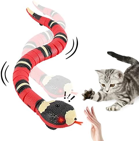 Snake Cat Toy Interactive para gatos e gatos internos, brinquedo de cobra de sensor inteligente realista para crianças, cobra