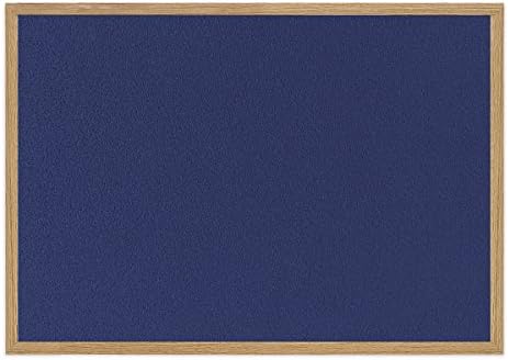 BI -OFFICE EARTH - Placa de aviso, feltro azul, quadro de acabamento de carvalho 90 x 60 cm