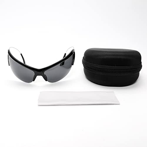 Óculos de sol futuristas de Tya Unissex não polarizados Y2K Sunglasses para homens Men Plástico Frame lente preto