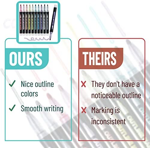 Sr. Pen-Double Lines Rouks, 10 cores, marcadores brilhantes, marcadores de esboço marcadores metálicos de auto-linha, canetas