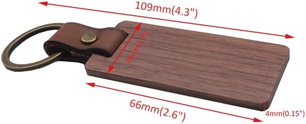 POVOKICI 10 PACK BLANK Wood Keychain, Tags -chave personalizadas para presente de ornamento de carro DIY, chave de presente de anel