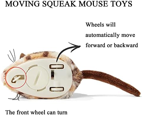 Suhaco Cat Toys Intelective Automatic Moving Mouse Animal Sound Squelaking Cat Toys Chasing Kitten Toy, três cães e um