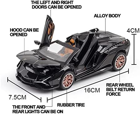 Modelo de carro em escala para Lambo Sian Roadster Alloy Diecast Car Modelo Super Sports Sports Car 3 Portas abriam o veículo