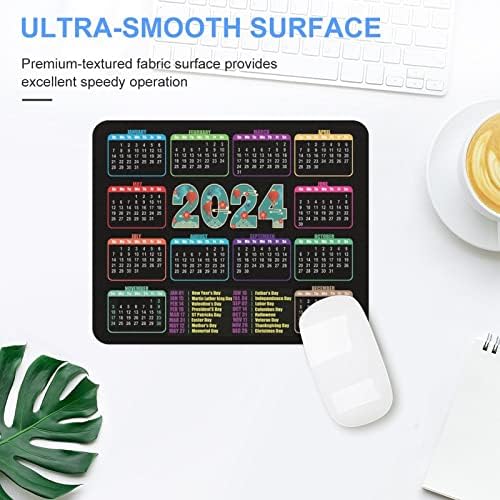 2024 Calendar Mouse Pad, tapete de mouse de computador com base de borracha sem deslizamento, almofadas de mouse para computadores