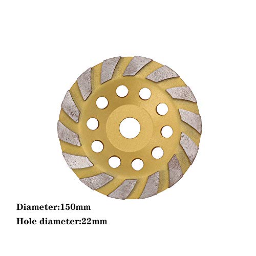 6 ICNH Turbo Diamond Segment Beting Cup Wheel Wheel Greder com abertura de 22 mm para concreto, granito, pedra, mármore, ouro