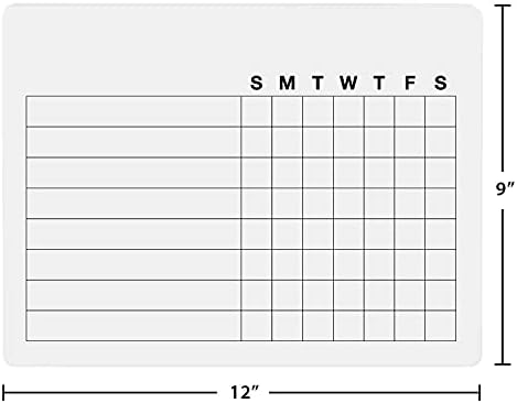 Placa de apagamento a seco Gráfico de core 9 x 12 polegadas 8 Tarefa 7 dias Rastreamento diário, design simples em preto e branco