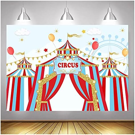 Xll Red White Circus Carnaval Carrossel Big Top Top Primeira 1ª foto Fundamento de 7x5ft crianças meninos e meninas festas