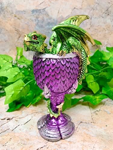 Dragão Carra Goble Dragões Escala Chalice Ornamento Decoração Gótica Dragão Verde