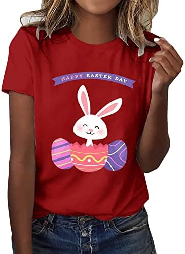 T-shirt feliz dia da Páscoa Camiseta fofa ovos de coelho tees gráficos de pescoço redondo casual tamas de manga curta Tamis de camisa para férias