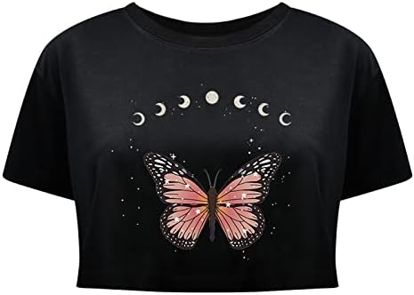 Camiseta feminina camiseta de borboleta camiseta tampes colar