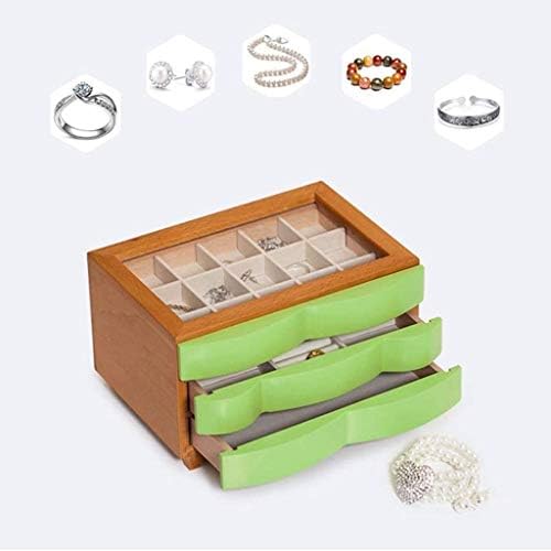 Nana Wyemg Jóia Caixa - Caixa de jóias de madeira maciça Caixa de jóias de jóias de madeira fêmea Caixa de armazenamento