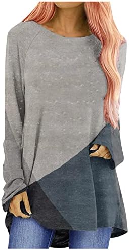 Camisas de manga longa nokmopo para mulheres moda feminina casual colo redondo pescoço de manga longa de t-shirt tops
