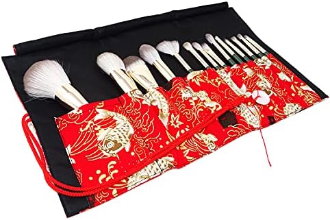 Honbay Japanese estilo Red Koi Makeup Brush Rolling Case de maquiagem Bolsa Bolsa Bolsa TRAVILMEIRA BURAGEM COSMETICS PORTÁVEIS