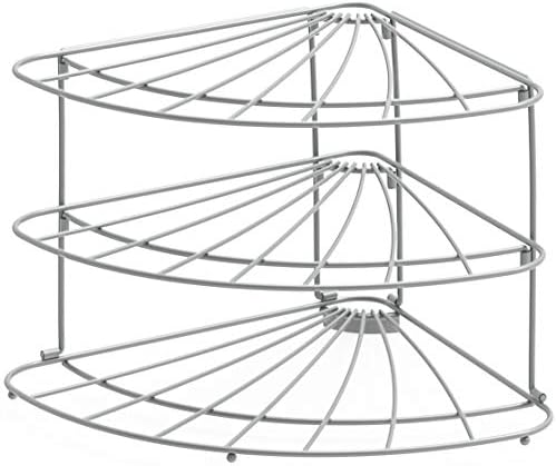 Organizador simples da prateleira de canto de 3 camadas de 3 camadas, prata, prata