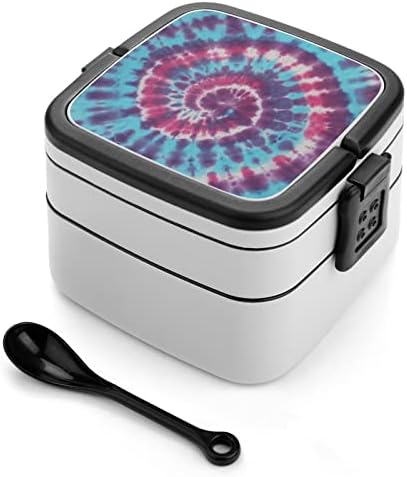 Tie Dye engraçado tudo em um recipiente de almoço de uma caixa de bento com colher para viagens de trabalho piquenique